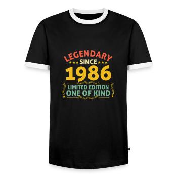 Légendaire depuis 1986 Edition Limitée - T-shirt contrasté Homme - noir/blanc - Devant - AI Model Female 172 light (172cm) & AI Model Male 178 light (178cm)
