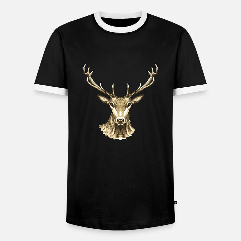 Hirsch - Männer Kontrast-T-Shirt - Schwarz/Weiß