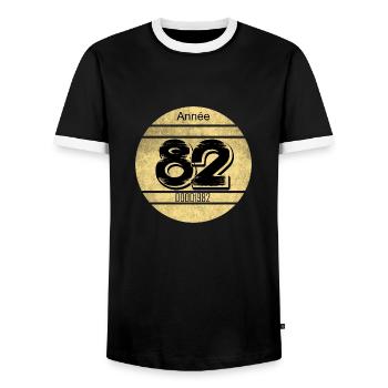 Vignette auto vintage 1982 - T-shirt contrasté Homme - noir/blanc - Devant - AI Model Female 172 light (172cm) & AI Model Male 178 light (178cm)