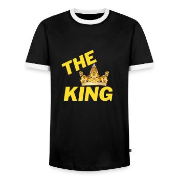 The King - Men's Ringer Shirt - black/white - Front - AI Model Female 172 light (172cm) & AI Model Male 178 light (178cm)