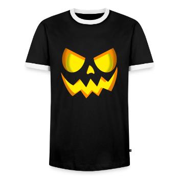 Halloween Pumpkin - Men's Ringer Shirt - black/white - Front - AI Model Female 172 light (172cm) & AI Model Male 178 light (178cm)