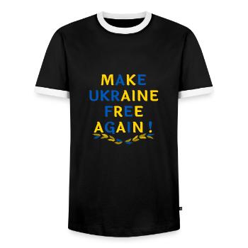 Ukraine - Men's Ringer Shirt - black/white - Front - AI Model Female 172 light (172cm) & AI Model Male 178 light (178cm)