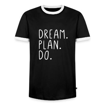 Dream Plan Do - Männer Kontrast-T-Shirt - Schwarz/Weiß - Vorne - AI Model Female 172 light (172cm) & AI Model Male 178 light (178cm)