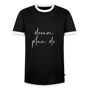 Dream Plan Do - Männer Kontrast-T-Shirt - Schwarz/Weiß - Vorne - AI Model Female 172 light (172cm) & AI Model Male 178 light (178cm)