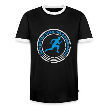 run better than government - Männer Kontrast-T-Shirt - Schwarz/Weiß - Vorne - AI Model Female 172 light (172cm) & AI Model Male 178 light (178cm)