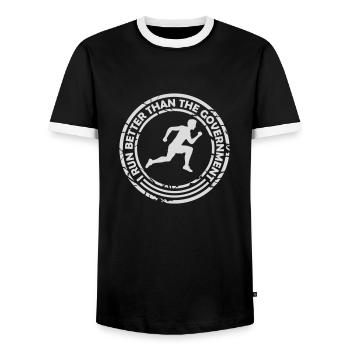 run better than government - Men's Ringer Shirt - black/white - Front - AI Model Female 172 light (172cm) & AI Model Male 178 light (178cm)