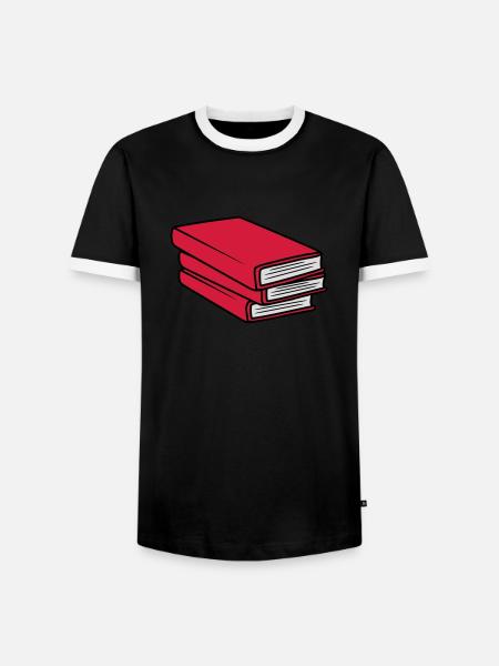 3 Books Stack Design - Men's Ringer Shirt - black/white