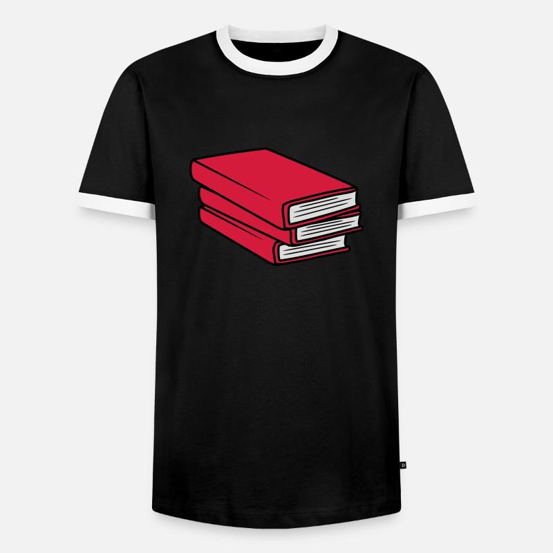 3 Books Stack Design - Men's Ringer Shirt - black/white