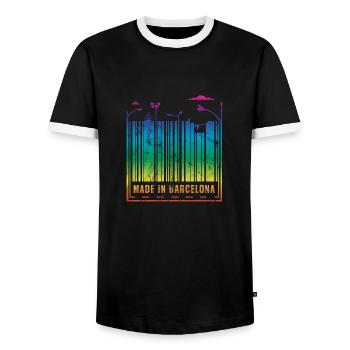 Made in Barcelona - Männer Kontrast-T-Shirt - Schwarz/Weiß - Vorne - AI Model Female 172 light (172cm) & AI Model Male 178 light (178cm)