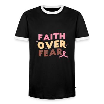 Breast Cancer Awareness Faith over Fear - Männer Kontrast-T-Shirt - Schwarz/Weiß - Vorne - AI Model Female 172 light (172cm) & AI Model Male 178 light (178cm)