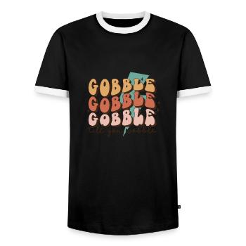 Thanksgiving Gobble jusqu’à ce que vous vacilliez - T-shirt contrasté Homme - noir/blanc - Devant - AI Model Female 172 light (172cm) & AI Model Male 178 light (178cm)
