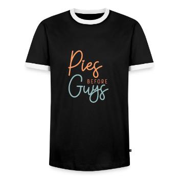 Thanksgiving Pies before Guys - Männer Kontrast-T-Shirt - Schwarz/Weiß - Vorne - AI Model Female 172 light (172cm) & AI Model Male 178 light (178cm)