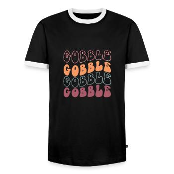 Thanksgiving Retro Vintage Gobble - T-shirt contrasté Homme - noir/blanc - Devant - AI Model Female 172 light (172cm) & AI Model Male 178 light (178cm)