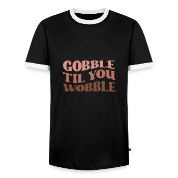 Thanksgiving Gobble jusqu’à ce que vous vacilliez - T-shirt contrasté Homme - noir/blanc - Devant - AI Model Female 172 light (172cm) & AI Model Male 178 light (178cm)