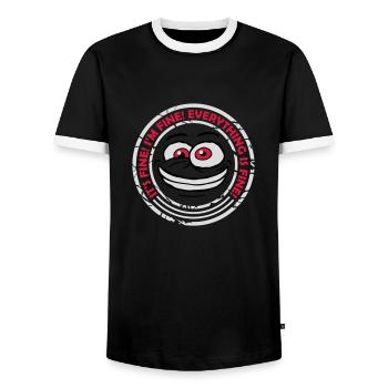everything is fine quote - Men's Ringer Shirt - black/white - Front - AI Model Female 172 light (172cm) & AI Model Male 178 light (178cm)