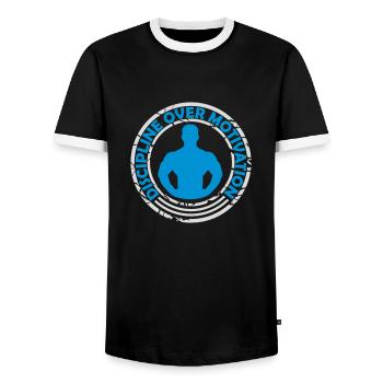 Citation de discipline sur la motivation - T-shirt contrasté Homme - noir/blanc - Devant - AI Model Female 172 light (172cm) & AI Model Male 178 light (178cm)