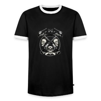 Skull Motiv Totenkopf - Männer Kontrast-T-Shirt - Schwarz/Weiß - Vorne - AI Model Female 172 light (172cm) & AI Model Male 178 light (178cm)