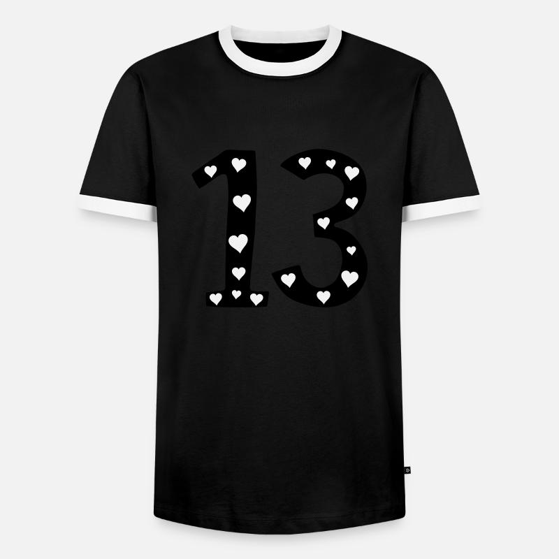 13 birthday with heart - Men's Ringer Shirt - black/white
