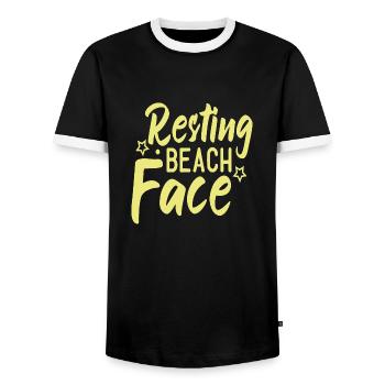 Resting Beach Face - Männer Kontrast-T-Shirt - Schwarz/Weiß - Vorne - AI Model Female 172 light (172cm) & AI Model Male 178 light (178cm)