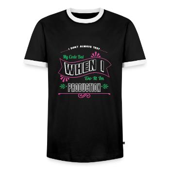 backend developer funny awesome sayings - Männer Kontrast-T-Shirt - Schwarz/Weiß - Vorne - AI Model Female 172 light (172cm) & AI Model Male 178 light (178cm)