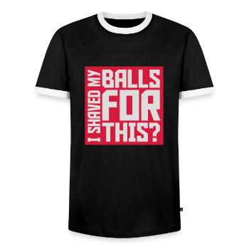 Je me suis rasé les couilles - T-shirt contrasté Homme - noir/blanc - Devant - AI Model Female 172 light (172cm) & AI Model Male 178 light (178cm)