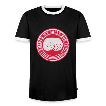 Je me suis rasé les couilles - T-shirt contrasté Homme - noir/blanc - Devant - AI Model Female 172 light (172cm) & AI Model Male 178 light (178cm)
