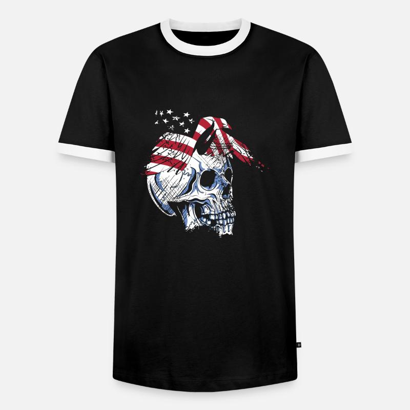 skull eagle - Männer Kontrast-T-Shirt - Schwarz/Weiß