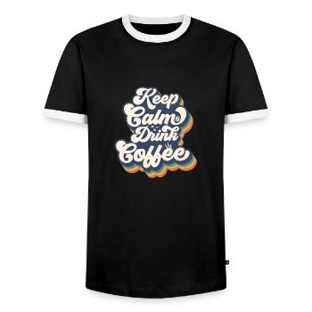 Coffee - Männer Kontrast-T-Shirt - Schwarz/Weiß - Vorne - AI Model Female 172 light (172cm) & AI Model Male 178 light (178cm)