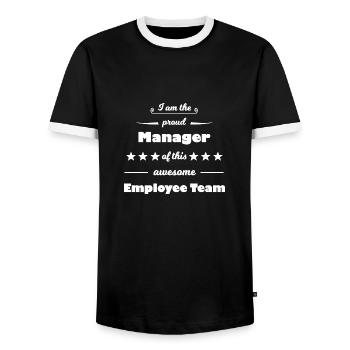 The Manager - Men's Ringer Shirt - black/white - Front - AI Model Female 172 light (172cm) & AI Model Male 178 light (178cm)