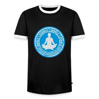 Inspirez expirez Yoga citation - T-shirt contrasté Homme - noir/blanc - Devant - AI Model Female 172 light (172cm) & AI Model Male 178 light (178cm)