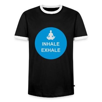 Inspirez expirez Yoga citation - T-shirt contrasté Homme - noir/blanc - Devant - AI Model Female 172 light (172cm) & AI Model Male 178 light (178cm)