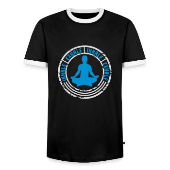 Inspirez expirez Yoga citation - T-shirt contrasté Homme - noir/blanc - Devant - AI Model Female 172 light (172cm) & AI Model Male 178 light (178cm)