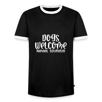 Dogs welcome humans tolerated - Men's Ringer Shirt - black/white - Front - AI Model Female 172 light (172cm) & AI Model Male 178 light (178cm)