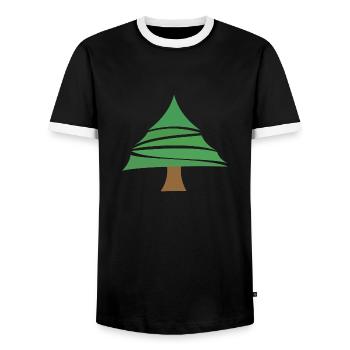Fir tree - Men's Ringer Shirt - black/white - Front - AI Model Female 172 light (172cm) & AI Model Male 178 light (178cm)