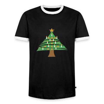 Arbre de Noël - T-shirt contrasté Homme - noir/blanc - Devant - AI Model Female 172 light (172cm) & AI Model Male 178 light (178cm)