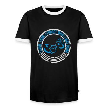 I came saw forget - Men's Ringer Shirt - black/white - Front - AI Model Female 172 light (172cm) & AI Model Male 178 light (178cm)