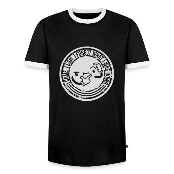 I came saw forget - Men's Ringer Shirt - black/white - Front - AI Model Female 172 light (172cm) & AI Model Male 178 light (178cm)