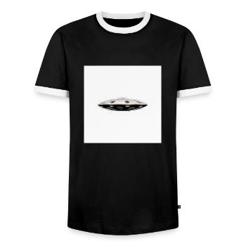 UFO - Men's Ringer Shirt - black/white - Front - AI Model Female 172 light (172cm) & AI Model Male 178 light (178cm)
