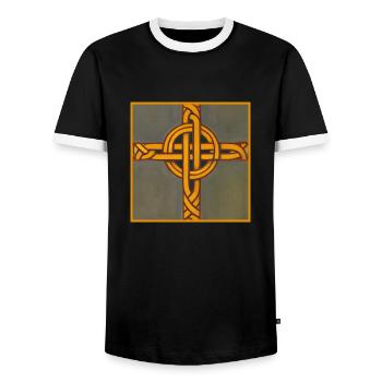 Celtic Cross - Men's Ringer Shirt - black/white - Front - AI Model Female 172 light (172cm) & AI Model Male 178 light (178cm)