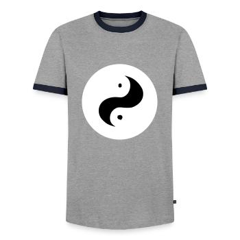 Yin Yang Signe Symbole Paix Bonheur Vecteur 5 - T-shirt contrasté Homme - gris/marine  - Devant - AI Model Female 172 light (172cm) & AI Model Male 178 light (178cm)