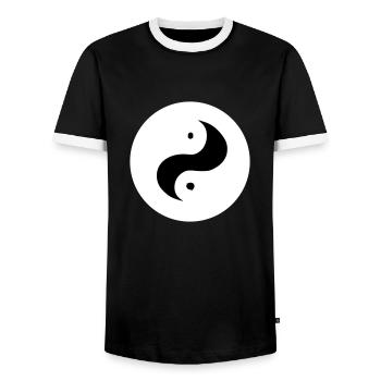 Yin Yang Sign Symbol Peace Happiness Vector 5 - Men's Ringer Shirt - black/white - Front - AI Model Female 172 light (172cm) & AI Model Male 178 light (178cm)
