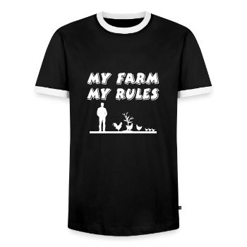 Farm - Men's Ringer Shirt - black/white - Front - AI Model Female 172 light (172cm) & AI Model Male 178 light (178cm)