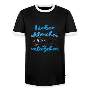Lieber abtauchen als untergehen - Männer Kontrast-T-Shirt - Schwarz/Weiß - Vorne - AI Model Female 172 light (172cm) & AI Model Male 178 light (178cm)