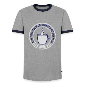 not talk to me - Men's Ringer Shirt - grey/navy  - Front - AI Model Female 172 light (172cm) & AI Model Male 178 light (178cm)