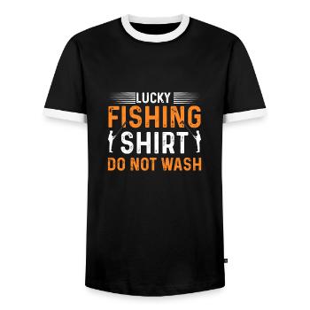 Lucky fishing - Men's Ringer Shirt - black/white - Front - AI Model Female 172 light (172cm) & AI Model Male 178 light (178cm)