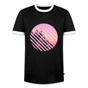 T-Shirt Urlaub Strand Palmen Ferien Sommer Sonne - Männer Kontrast-T-Shirt - Schwarz/Weiß - Vorne - AI Model Female 172 light (172cm) & AI Model Male 178 light (178cm)