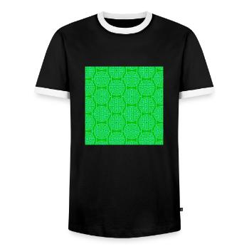 Chinese pattern - Men's Ringer Shirt - black/white - Front - AI Model Female 172 light (172cm) & AI Model Male 178 light (178cm)