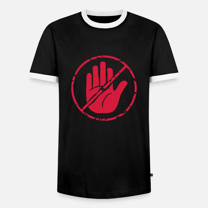 Zeichen Stop Hand durchgestrichen - Männer Kontrast-T-Shirt - Schwarz/Weiß