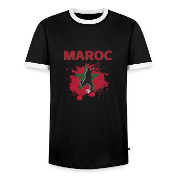 Maroc Football 2022 supporter de Maroc foot - T-shirt contrasté Homme - noir/blanc - Devant - AI Model Female 172 light (172cm) & AI Model Male 178 light (178cm)