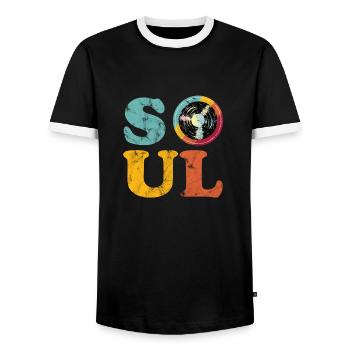 Soul Retro - Männer Kontrast-T-Shirt - Schwarz/Weiß - Vorne - AI Model Female 172 light (172cm) & AI Model Male 178 light (178cm)